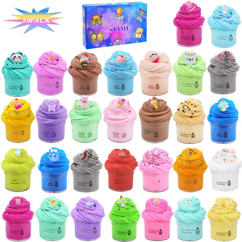 30PCS Butter Slime Kit Mini Scented Slime Charms Suppulies