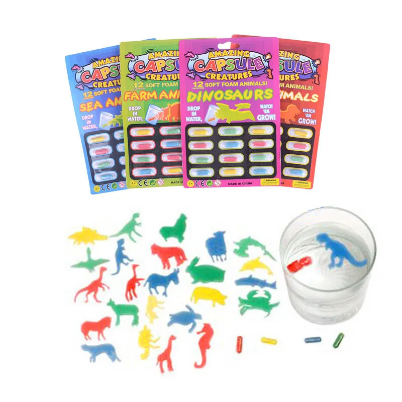 Amazing Growing Creatures Capsule Magic Soft Foam Zoo Animals Expanding Sponge Novelty Toy