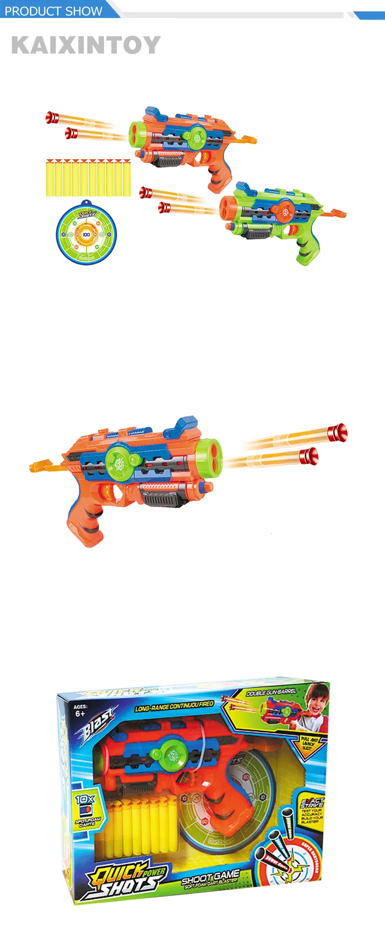 Boy EVA Foam Dart Blaster Manual Plastic EVA Bullet Gun Toy for Kids