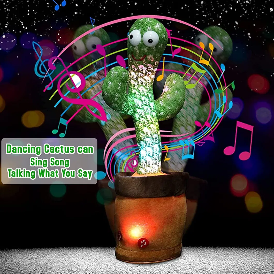 Dancing Cactus Toy, Talking Cactus Plush Toys, Singing Cactus Toy Recording and Repeats What You Say, Sunny The Cactus Toy
