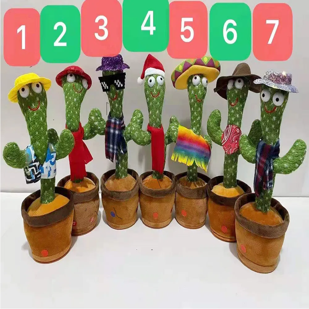 Dancing Cactus Toy, Talking Cactus Plush Toys, Singing Cactus Toy Recording and Repeats What You Say, Sunny The Cactus Toy