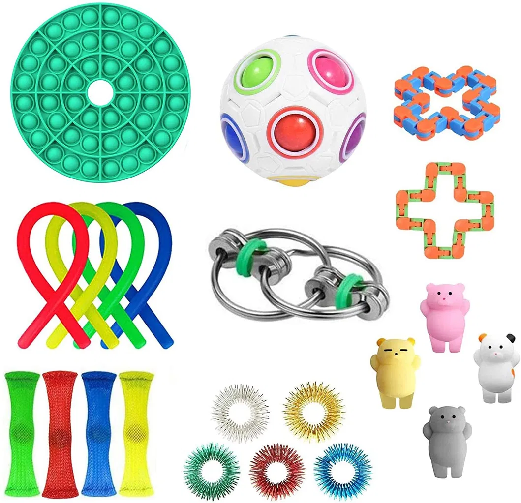 Fidget Sensory Decompression Toy Set Stress Relief Toys Autism Anxiety Squeeze Push Pop Bubble Fidget Toys for Kids Adults Gift