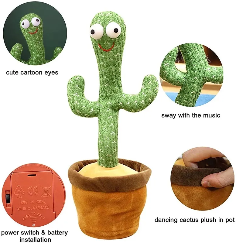 Lovely Talking Toy Dancing Cactus Doll Speak Talk Sound Record Repeat Toy Kawaii Cactus Toys Children Kids Education Toy Gift