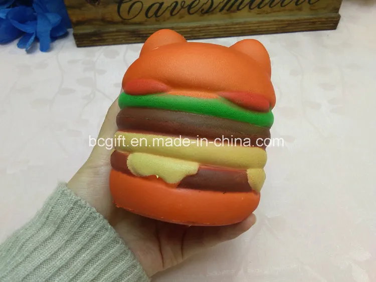 New Product 2021 Hamburger Cat Slow Rising PU Squishy Kids Children Toys Customizable Promotional