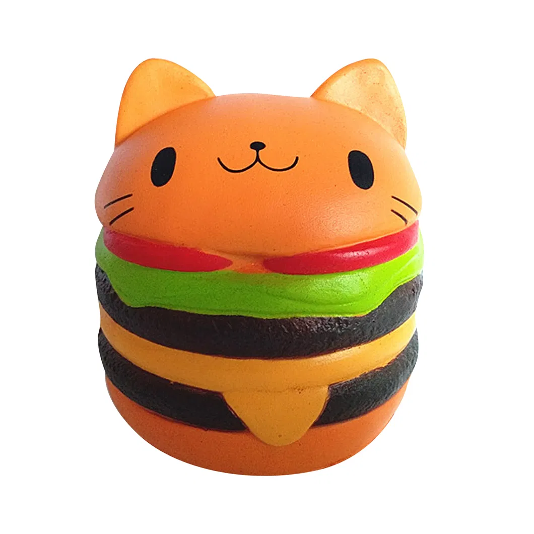 New Product 2021 Hamburger Cat Slow Rising PU Squishy Kids Children Toys Customizable Promotional