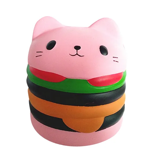 New Product 2021 Hamburger Cat Slow Rising PU Squishy Kids Children Toys Customizable Promotional
