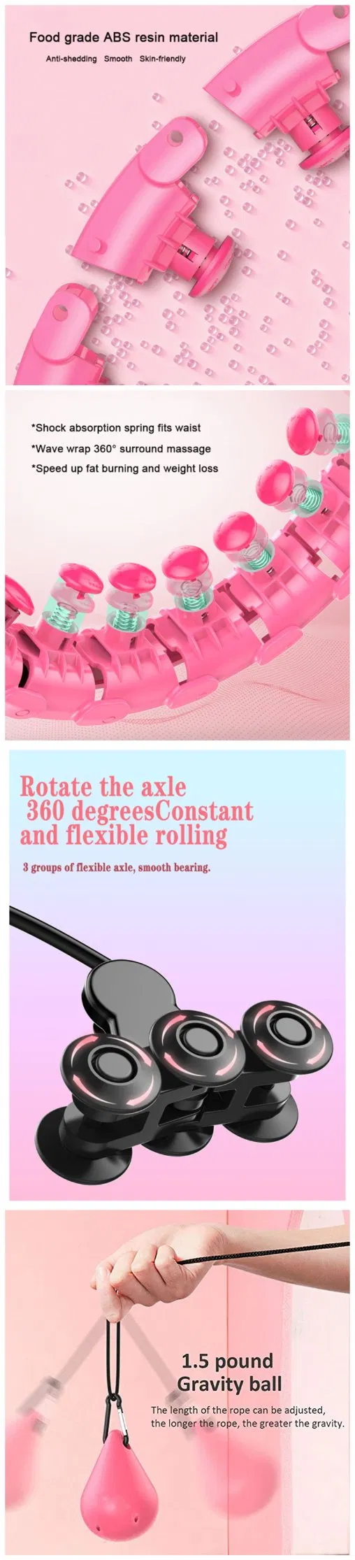 No Fall Detachable ABS Fitness Slimming Hula Ring Smart Hoola Hoop for Adults Exercise