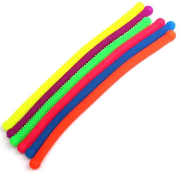 School Kids Fidget Toys Sensory Colorful TPR Stretchy String Stress Reliever Autism Toys Noodles Toys