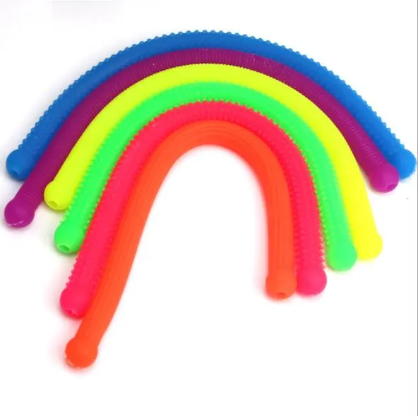 School Kids Fidget Toys Sensory Colorful TPR Stretchy String Stress Reliever Autism Toys Noodles Toys