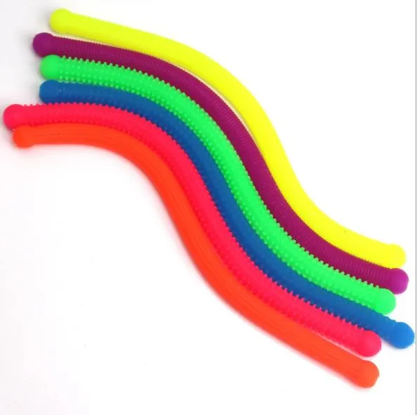 School Kids Fidget Toys Sensory Colorful TPR Stretchy String Stress Reliever Autism Toys Noodles Toys