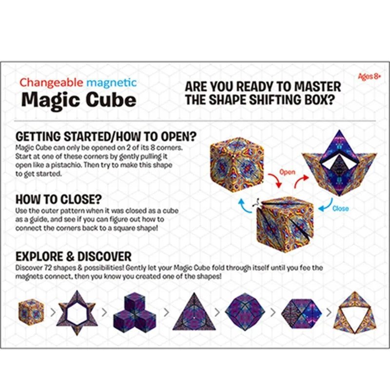 Shashibo Shape Shifting Box Fidget Cube 36 Rare Earth Magnets 3D Magic Cube Shashibo Cube Magnet Fidget Toy