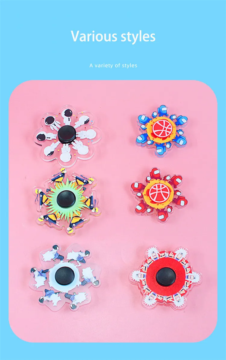 Wholesale Custom Pattern Decompression Gift Toys Animation Rotating Special Effects Dynamic Fingertip Gyro