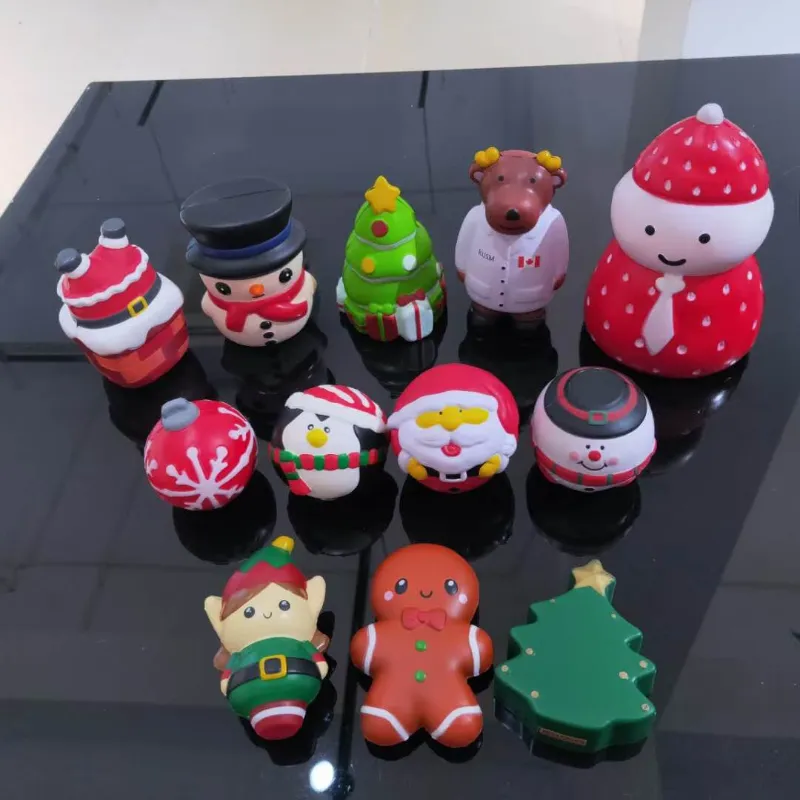 Wholesale Toys Christmas Gifts PU Stress Santa Claus and Snowman and Gift Box Shapes Stress Balls Pop Toys Gadgets Juguetes