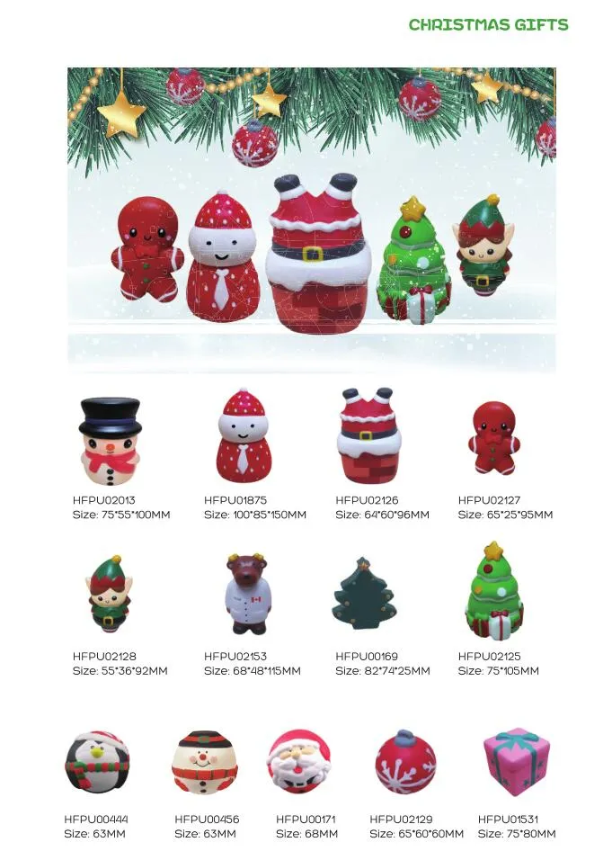 Wholesale Toys Christmas Gifts PU Stress Santa Claus and Snowman and Gift Box Shapes Stress Balls Pop Toys Gadgets Juguetes